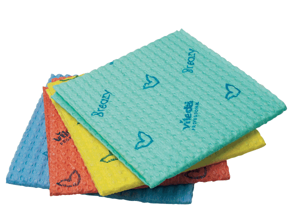 Vileda Professional Breazy Microfiber Cloths - 13.78 Length x 13.78 Width  - 25 / Pack - Blue - Zuma