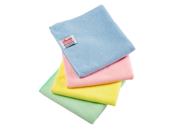 Vileda Professional MicroTuff Microfiber Cloths - 14 Length x 14 Width -  5 / Pack - Absorbent, Durable, Hygienic - Red - Kopy Kat Office