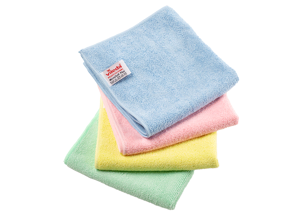 Vileda Professional MicroTuff Microfiber Cloths - 14 Length x 14 Width -  5 / Pack - Absorbent, Durable, Hygienic - Blue